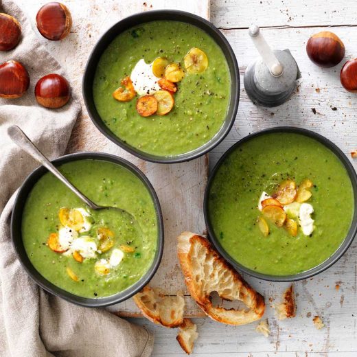 CHESTNUT, SPINACH & GREEN PEA SOUP