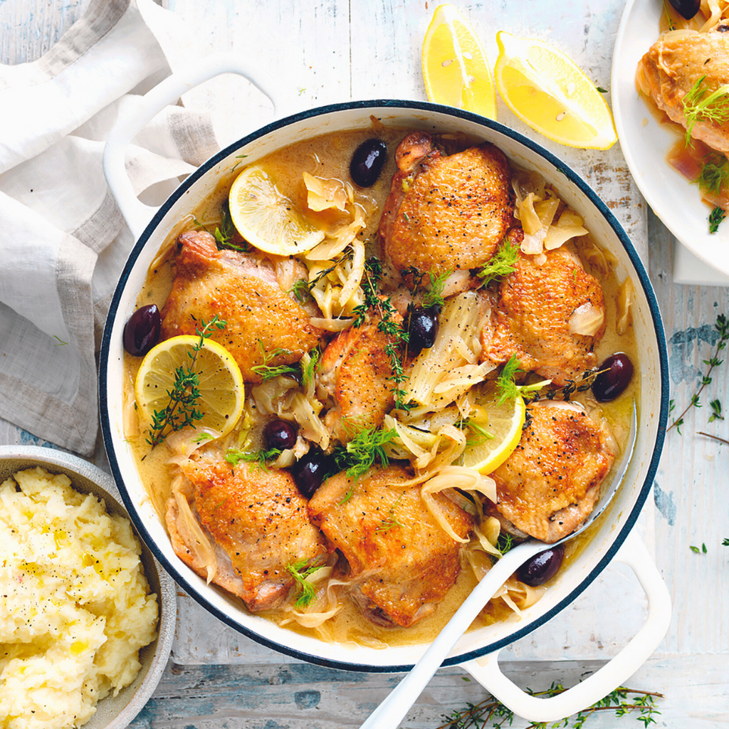 FENNEL AND LEMON BRAISED CHICKEN WITH THYME