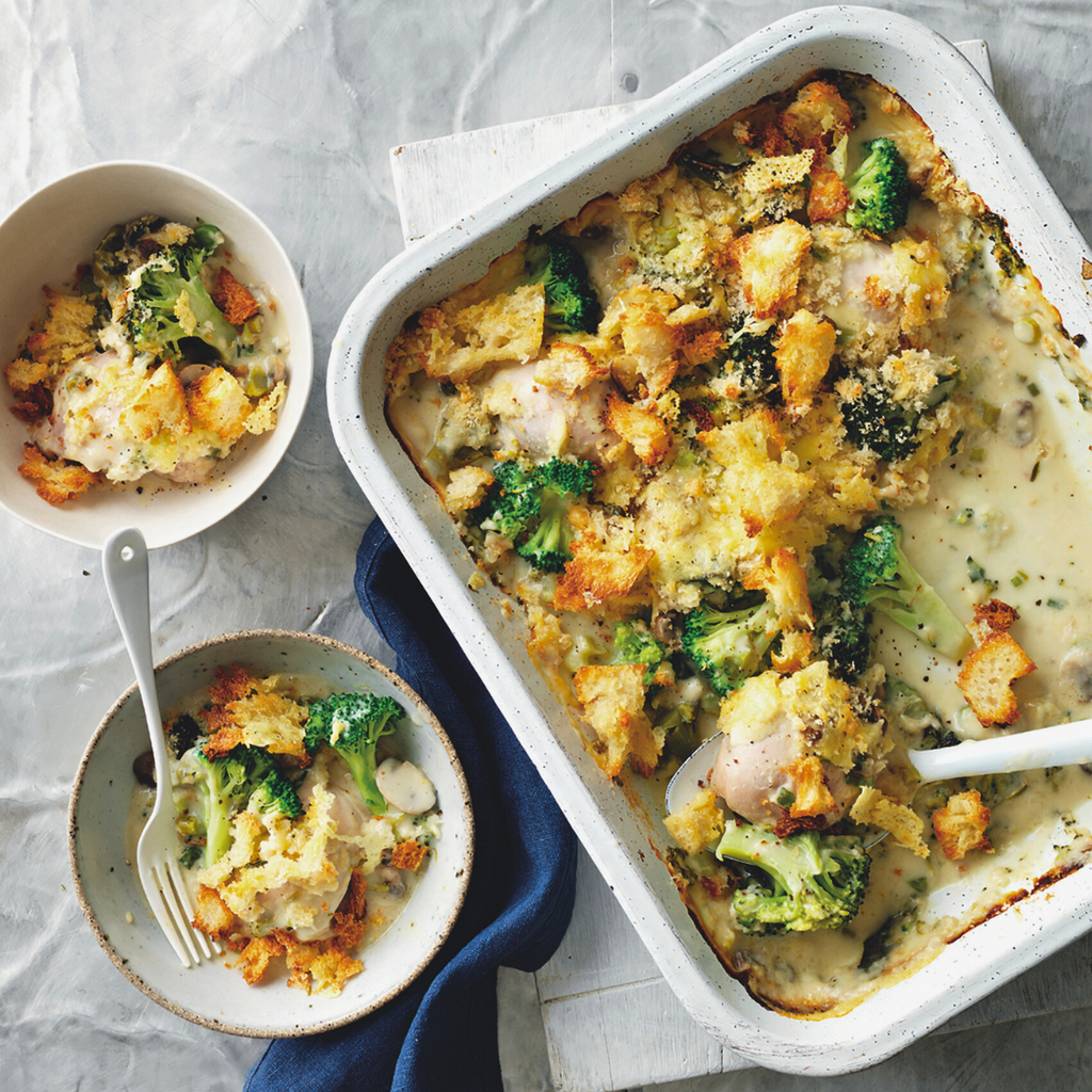CHICKEN, BROCCOLI & MUSHROOM BAKE