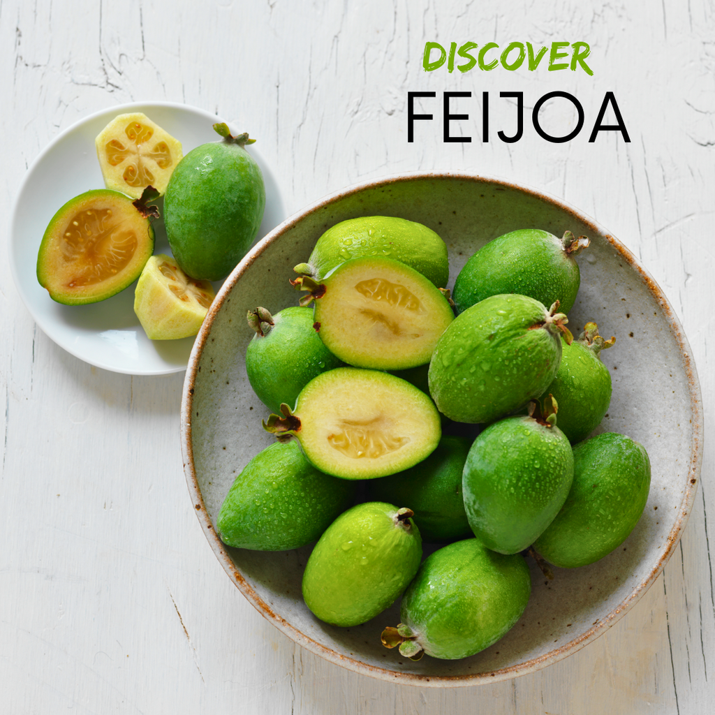 When it comes to flavour, feijoa is truly unique. Its taste is often described as a combination of pineapple, guava, and mint, making it an intriguing addition to a variety of dishes. 